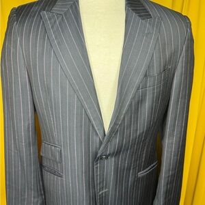 Elegant Charcoal Black Pinstripe Men's Suit VERSACE  COLLECTION